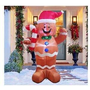 Joiedomi 5FT Christmas Inflatable Gingerbread Man Gift With LED Light Up Decor